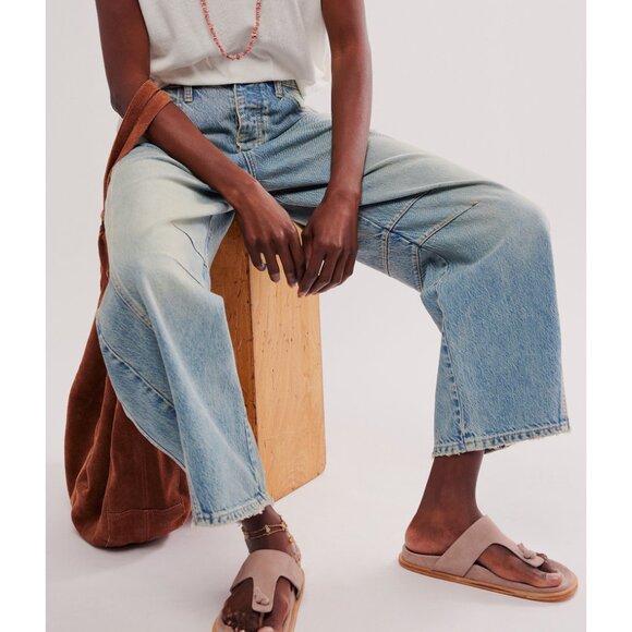 FREE PEOPLE Mika Footbed Sandals / Orchid Ice Suede - Picture 2 of 12